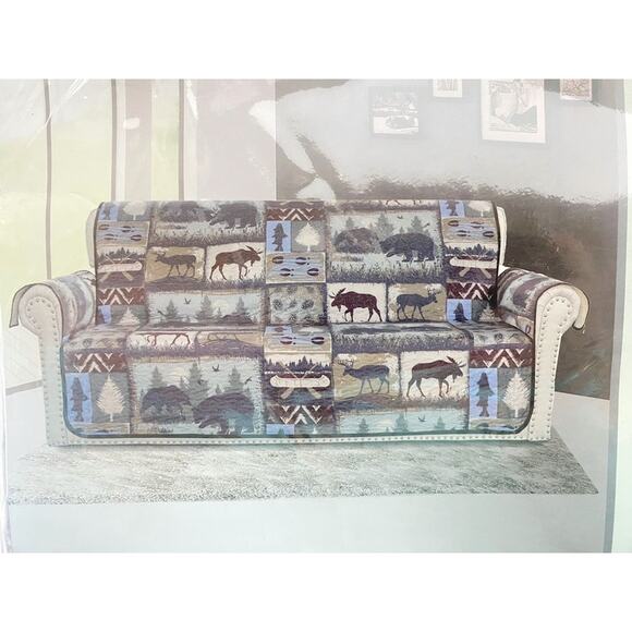 De Leon Collections Wildlife Patchwork Sofa Furniture Cover 75" x 112" - Picture 2 of 6